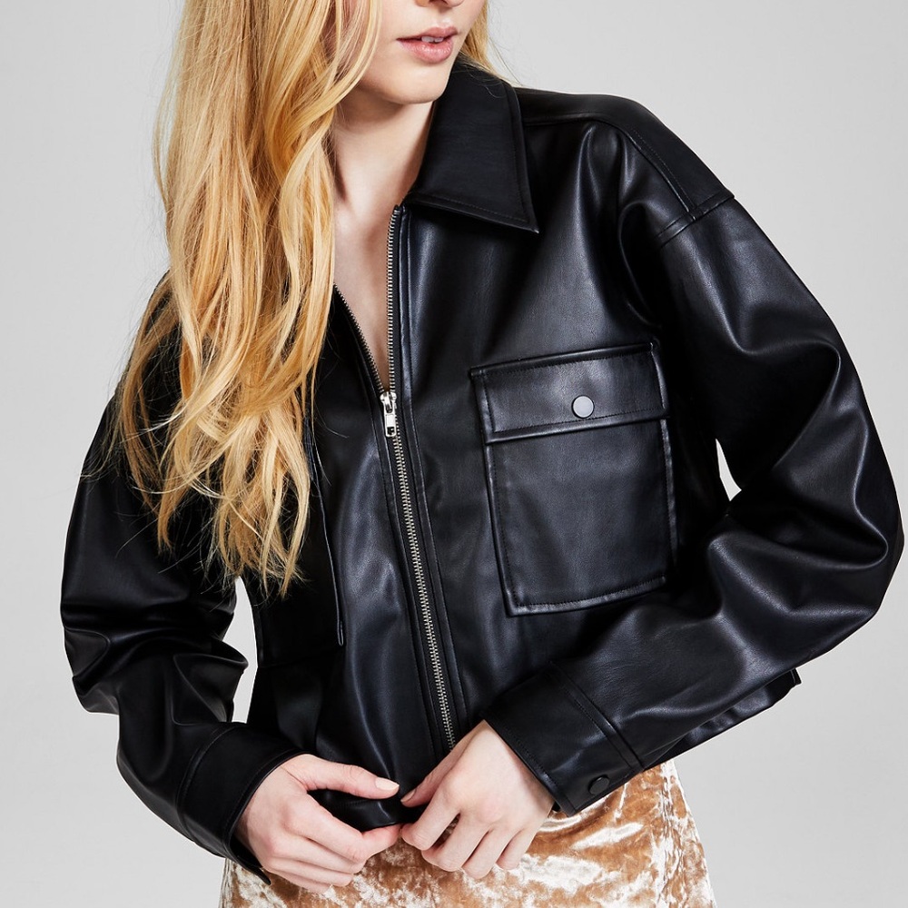 Women's Zip-Front Faux-Leather Jacket | And Now This x Macys
